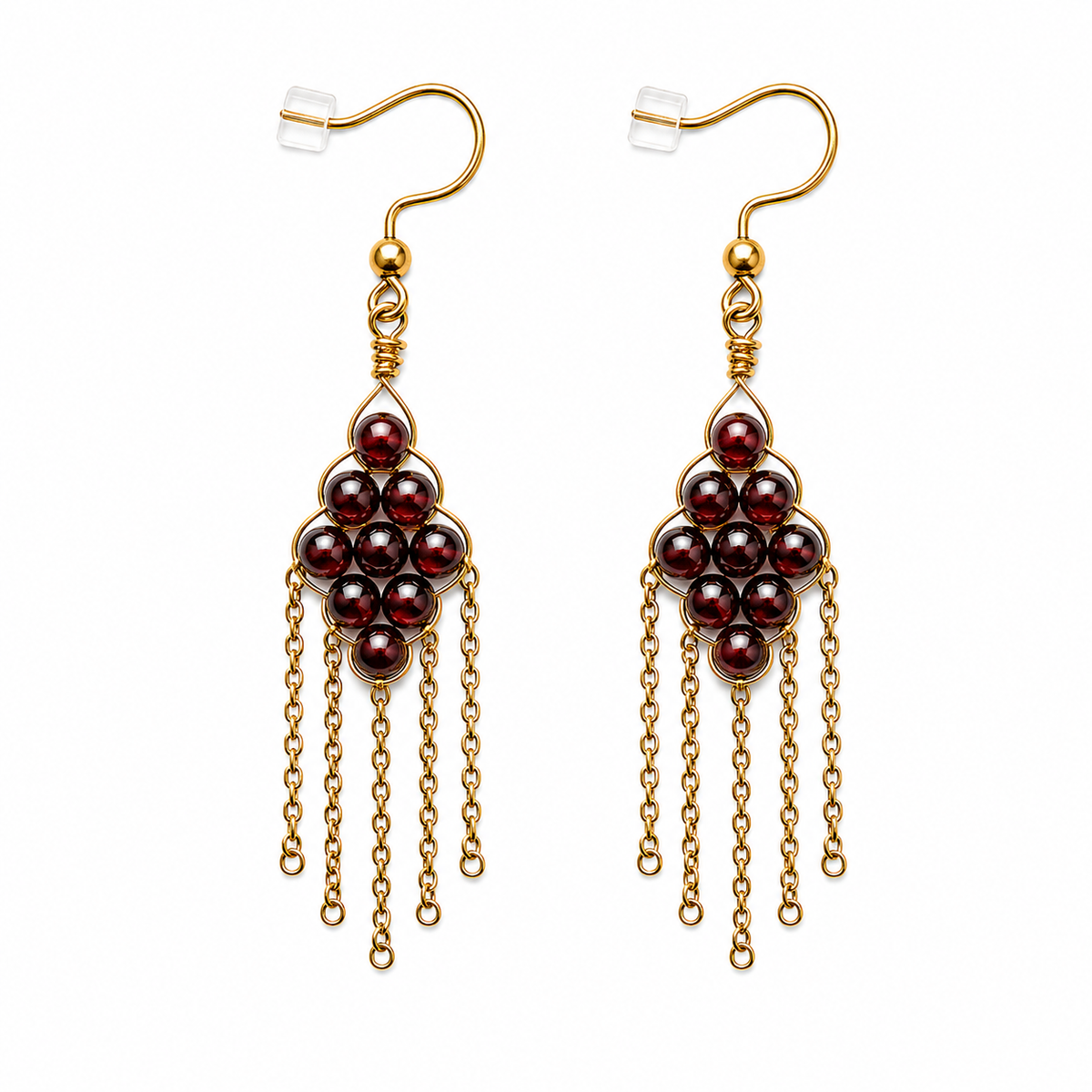 Garnet tassel earrings