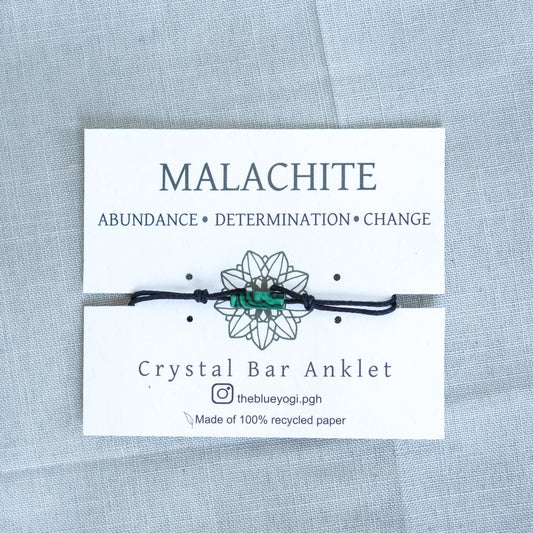 MALACHITE - Crystal Bar Anklet - Adjustable