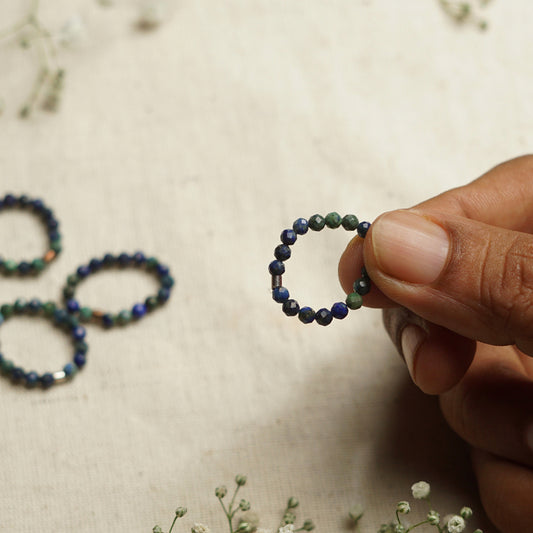 Elastic Anti-Anxiety Fidget Ring Made of Natural Faceted Gemstone Beads - Phoenix Lazuli