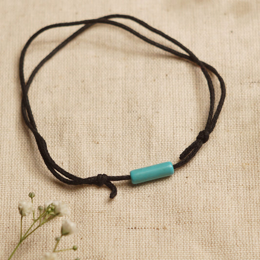 Turquoise - Crystal Bar Anklet - Adjustable