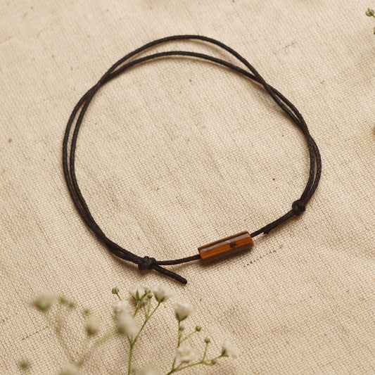 Tiger's eye - Crystal Bar Anklet - Adjustable
