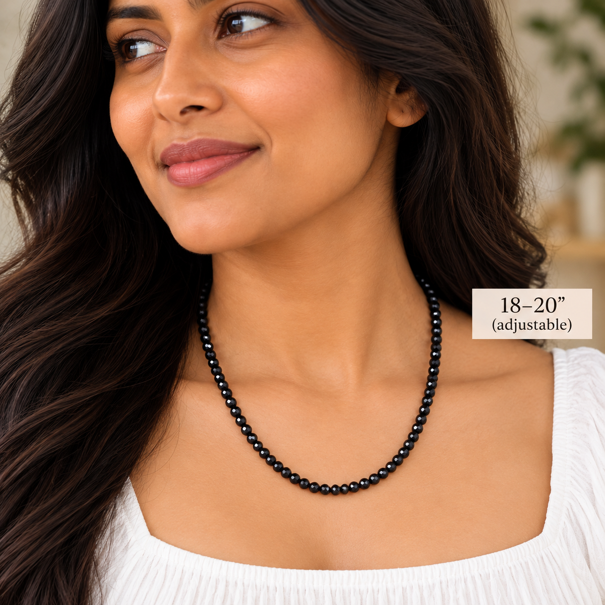 Dainty Black Tourmaline Necklace - Natural Gemstones & Sterling Silver Clasp