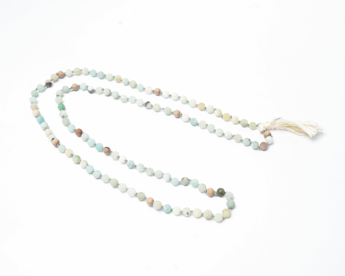 108 Matte Amazonite and Rosewood Diffuser Mala - 6mm beads