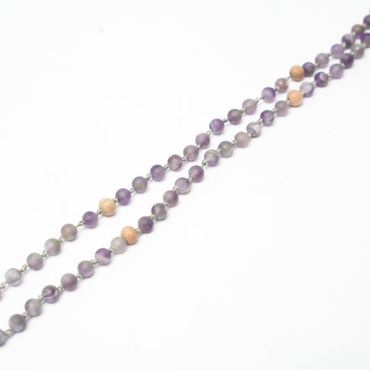 108 Matte Amethyst and Rosewood Diffuser Mala - 6mm beads
