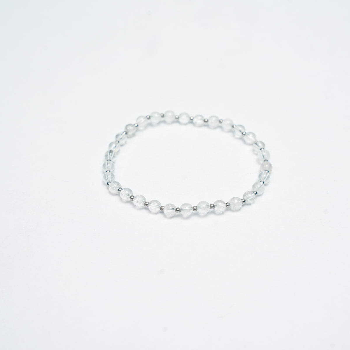 Natural Clear Quartz stretchy bracelet with Stainless steel beads