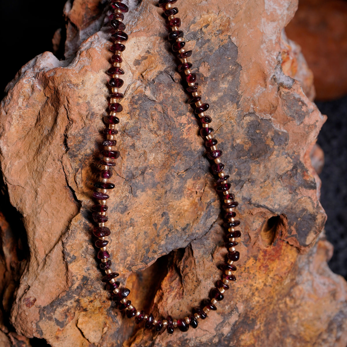 Natural Garnet Chip bead Necklace - adjustable length