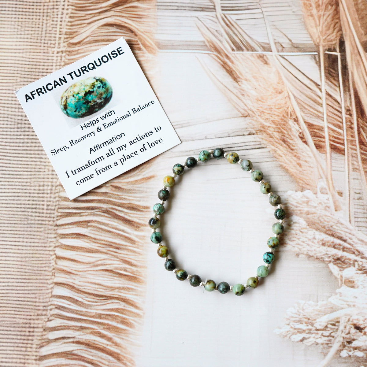 African Turquoise Stretch Bracelet - Tarnish Free and Waterproof