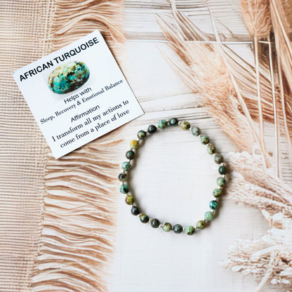African Turquoise Stretch Bracelet - Tarnish Free and Waterproof