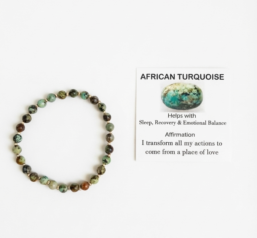 African Turquoise Stretch Bracelet - Tarnish Free and Waterproof
