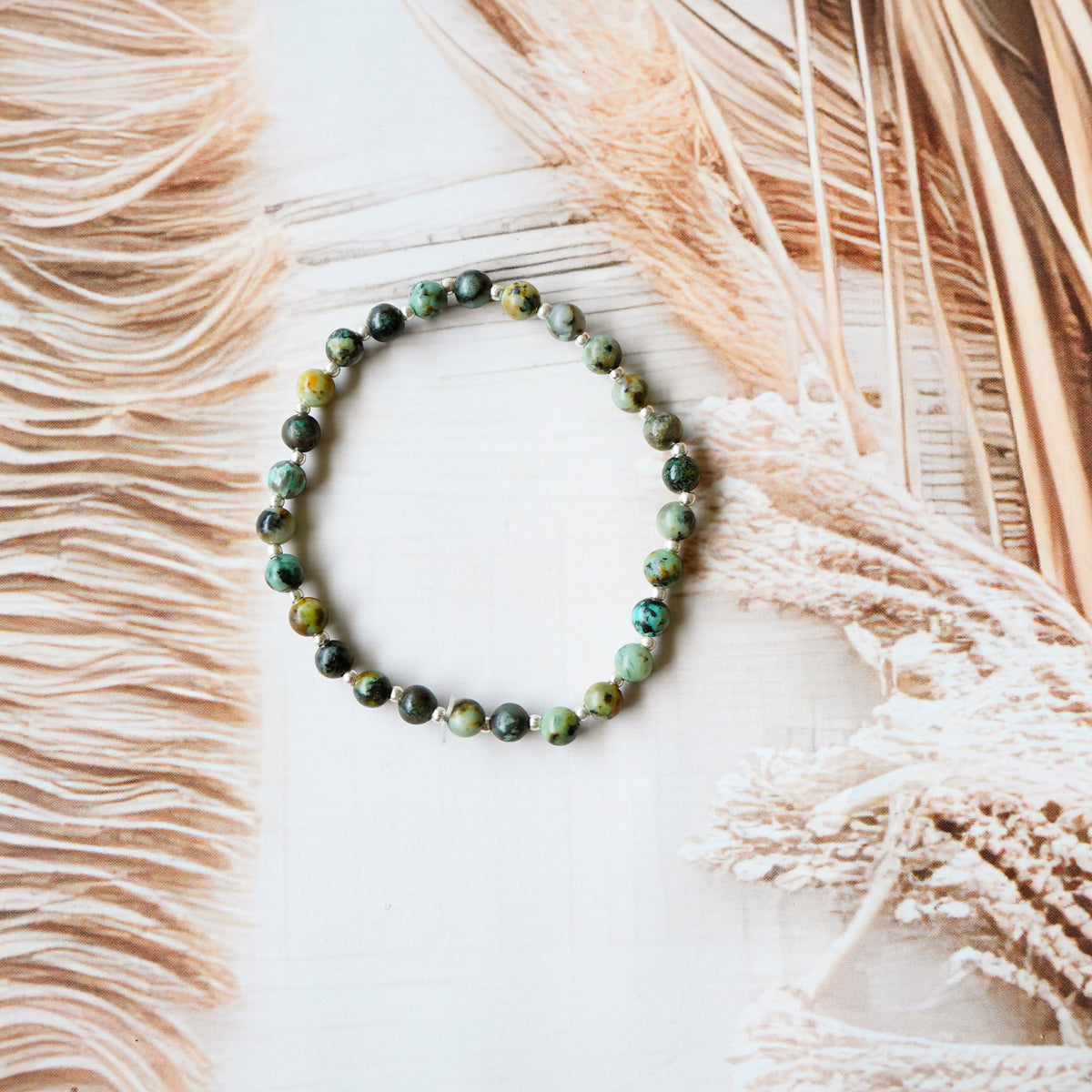 African Turquoise Stretch Bracelet - Tarnish Free and Waterproof
