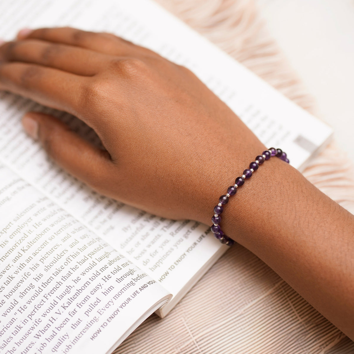 Amethyst Stretch Bracelet - Tarnish Free and Waterproof