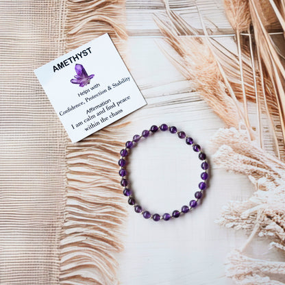 Amethyst Stretch Bracelet - Tarnish Free and Waterproof