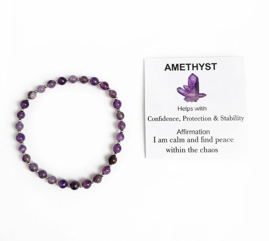 Amethyst Stretch Bracelet - Tarnish Free and Waterproof