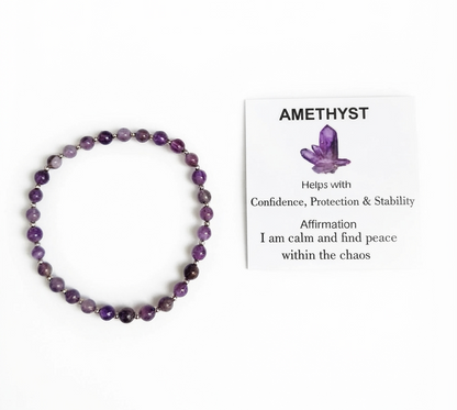 Amethyst Stretch Bracelet - Tarnish Free and Waterproof