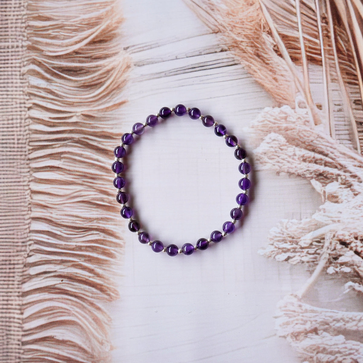 Amethyst Stretch Bracelet - Tarnish Free and Waterproof