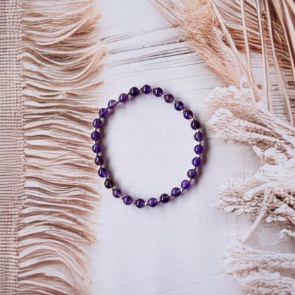 Amethyst Stretch Bracelet - Tarnish Free and Waterproof