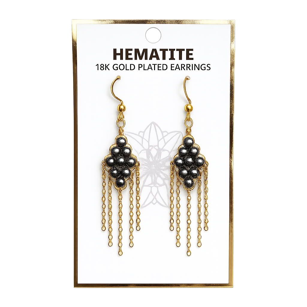 Hematite Tassel Earrings - 18 K Gold Plated
