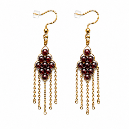 Garnet tassel earrings