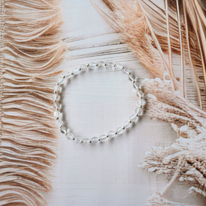 Clear Quartz Stretch Bracelet - Tarnish Free and Waterproof