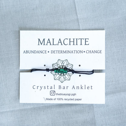 MALACHITE - Crystal Bar Anklet - Adjustable
