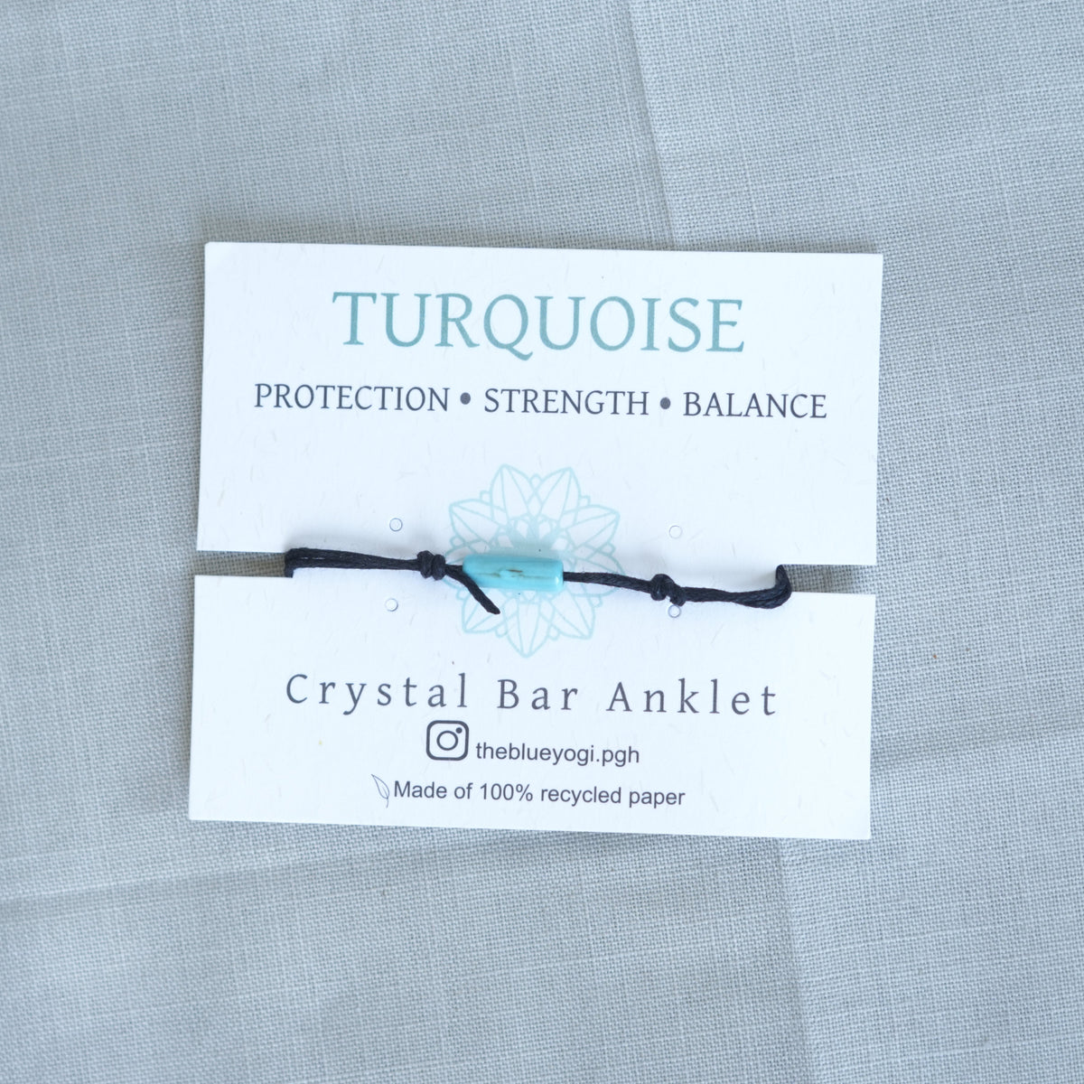 Turquoise - Crystal Bar Anklet - Adjustable