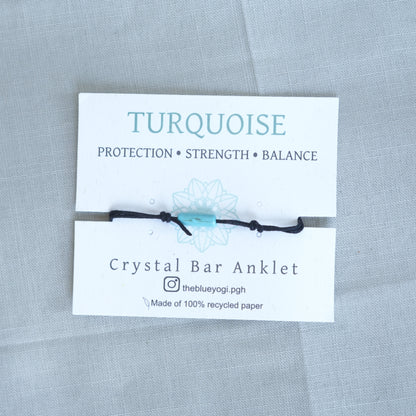 Turquoise - Crystal Bar Anklet - Adjustable