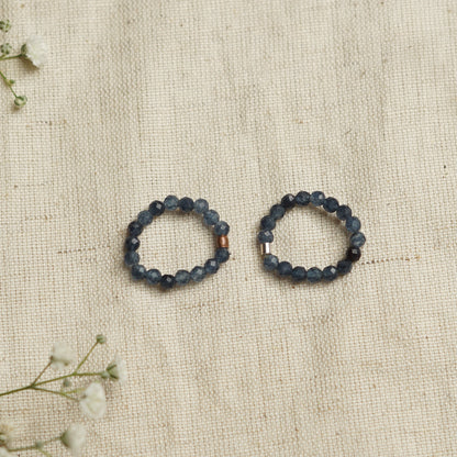 Elastic Anti-Anxiety Fidget Ring Made of Natural Faceted Gemstone Beads - Sapphire