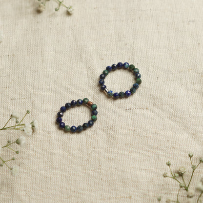 Elastic Anti-Anxiety Fidget Ring Made of Natural Faceted Gemstone Beads - Phoenix Lazuli