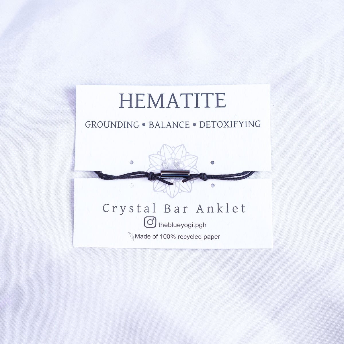 Natural Hematite Crystal Bar Waterproof Anklet - Adjustable