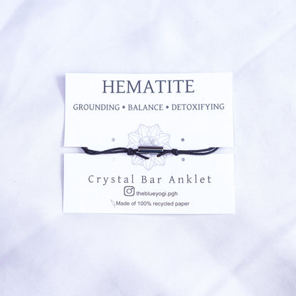 Natural Hematite Crystal Bar Waterproof Anklet - Adjustable