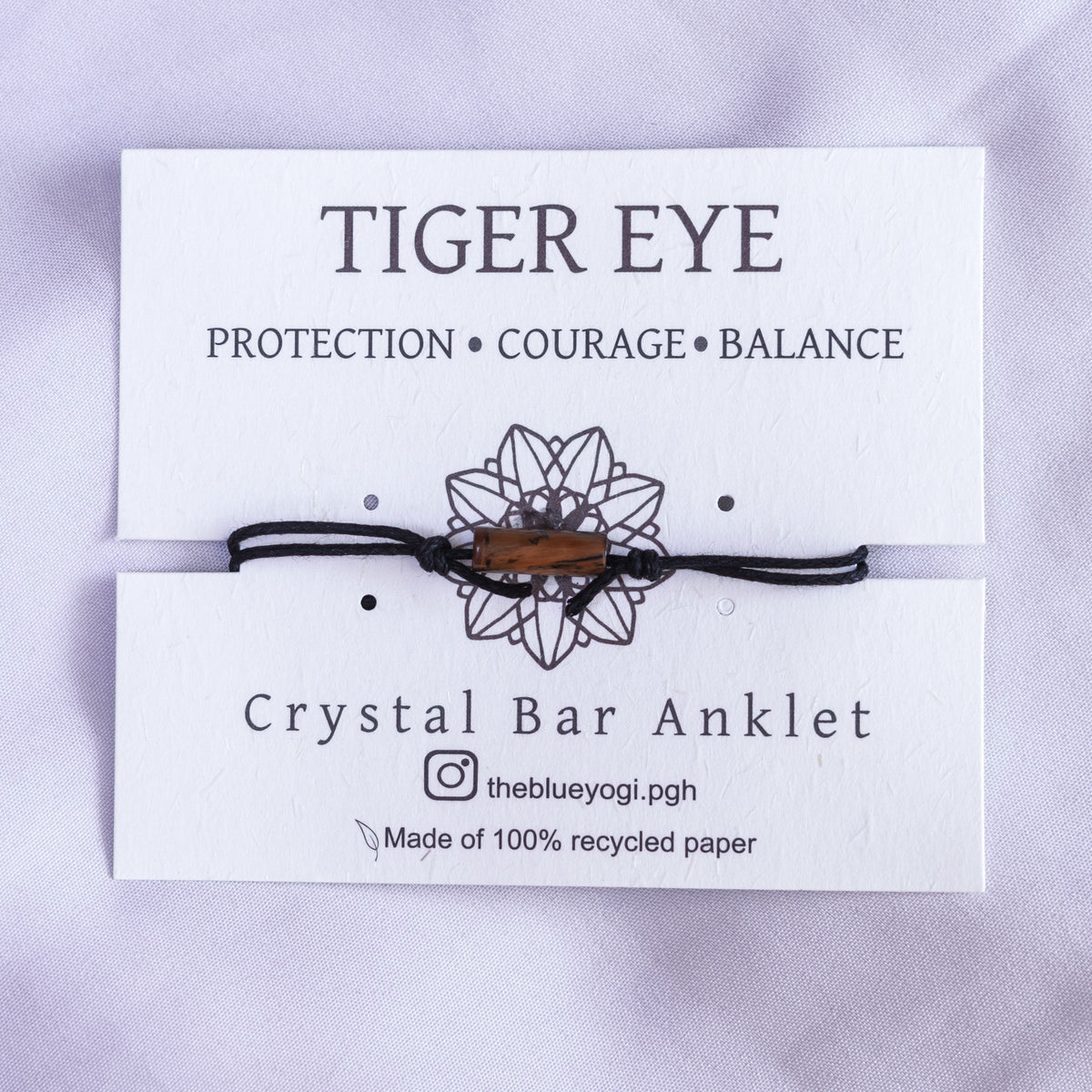 Tiger's eye - Crystal Bar Anklet - Adjustable