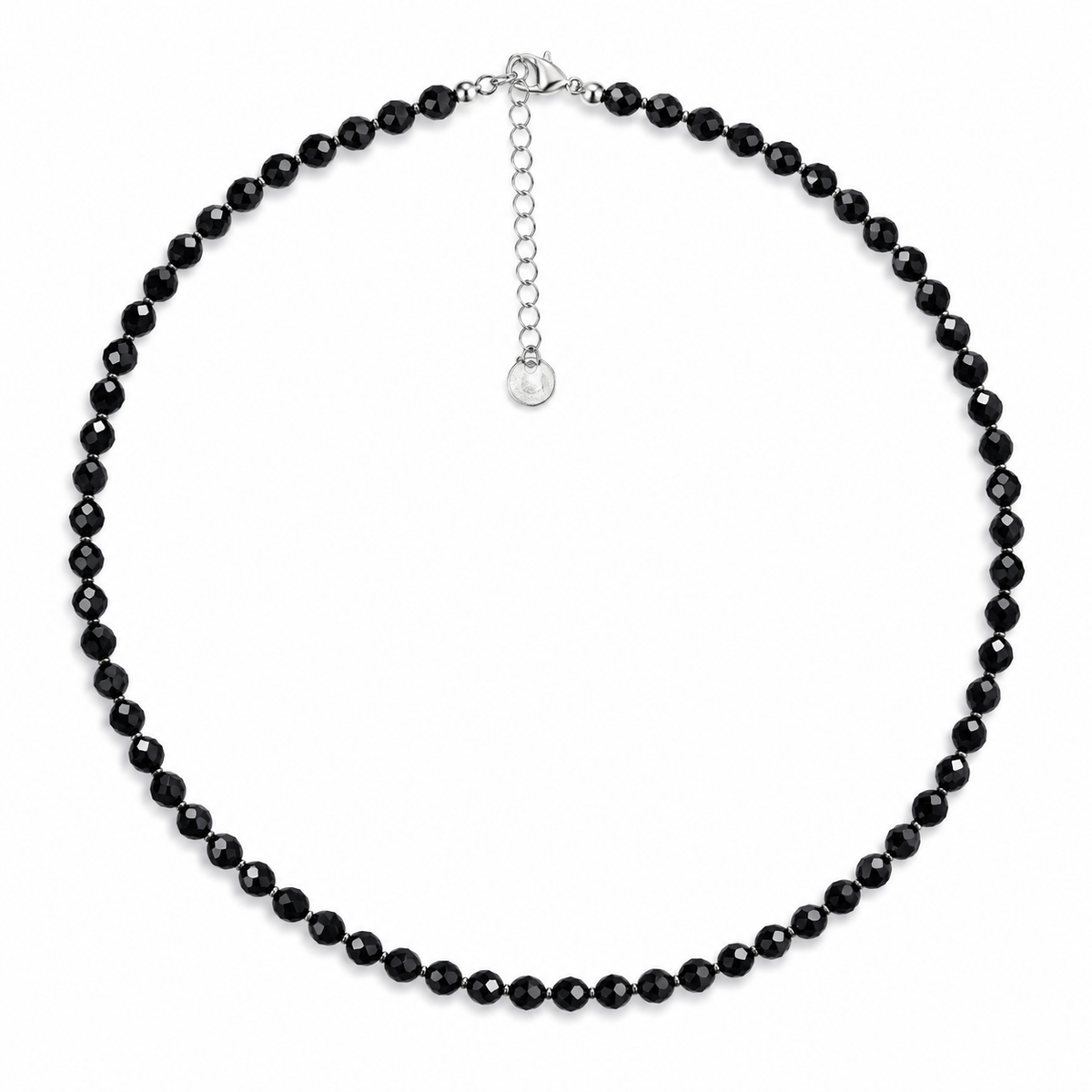 Dainty Black Tourmaline  Necklace - Natural Gemstones & Sterling Silver Clasp