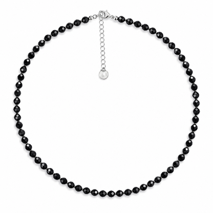 Dainty Black Tourmaline  Necklace - Natural Gemstones & Sterling Silver Clasp
