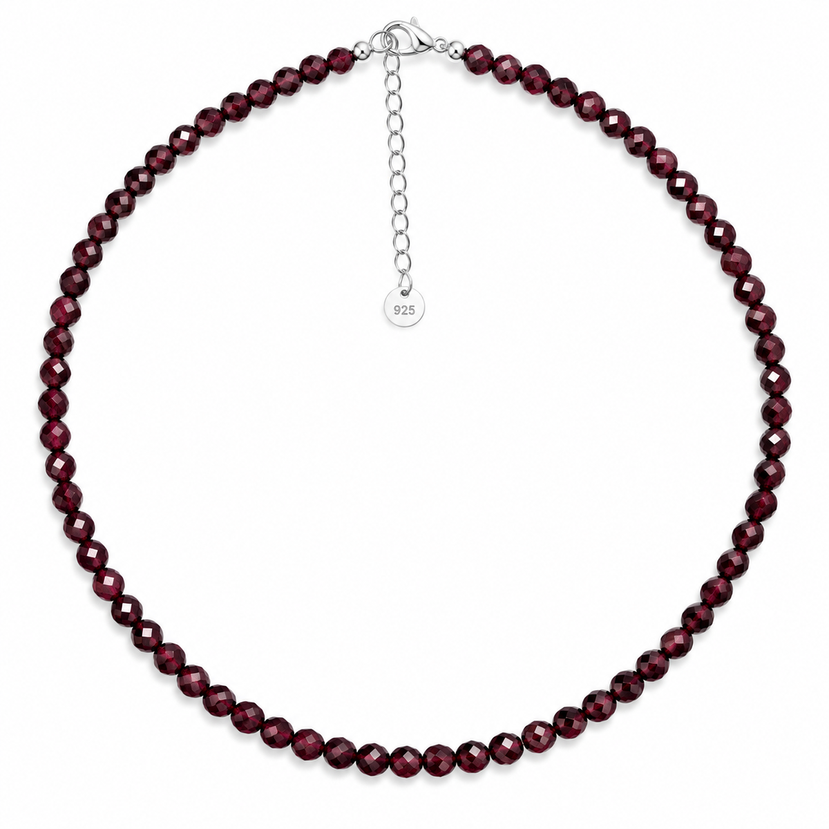 Dainty Faceted Garnet Necklace - Natural Gemstones & Sterling Silver Clasp
