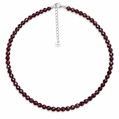 Dainty Faceted Garnet Necklace - Natural Gemstones & Sterling Silver Clasp