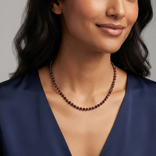 Dainty Garnet Necklace - Natural Gemstones & 18K Gold Plated Anti-Tarnish  Chain