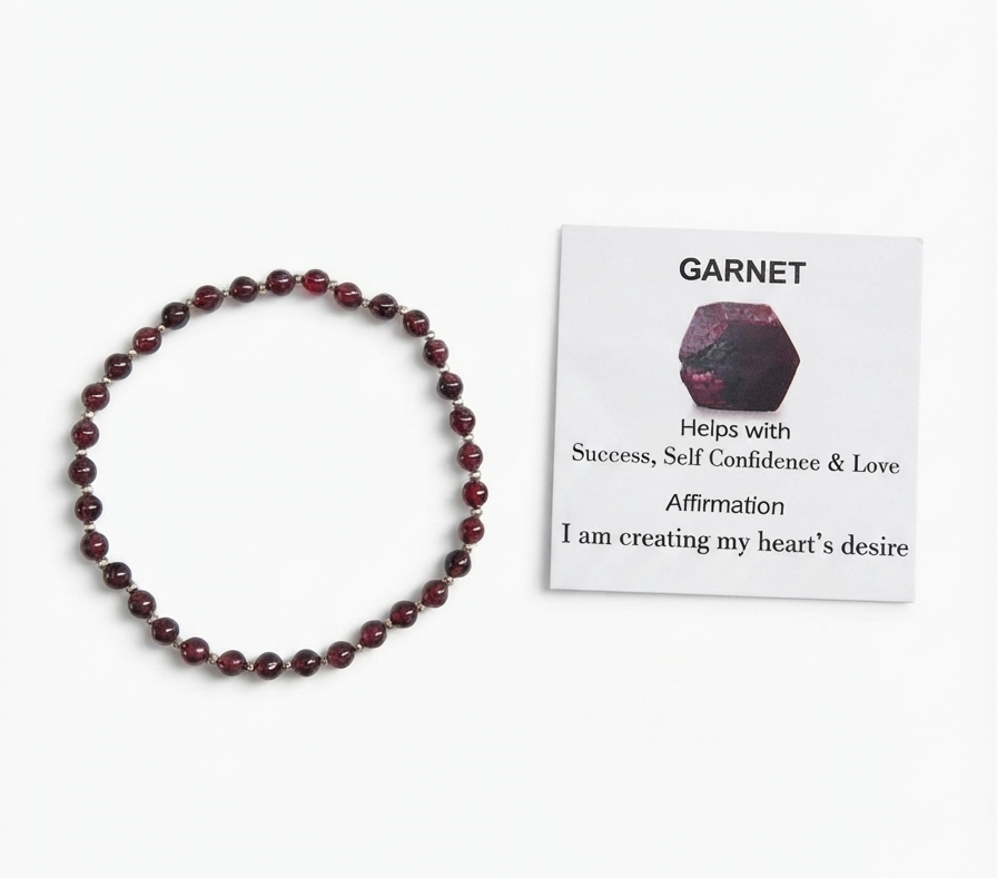 Garnet Stretch Bracelet - Tarnish Free and Waterproof