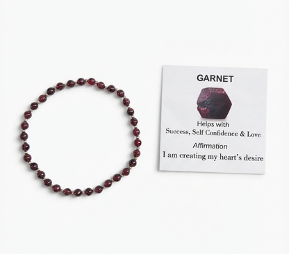 Garnet Stretch Bracelet - Tarnish Free and Waterproof