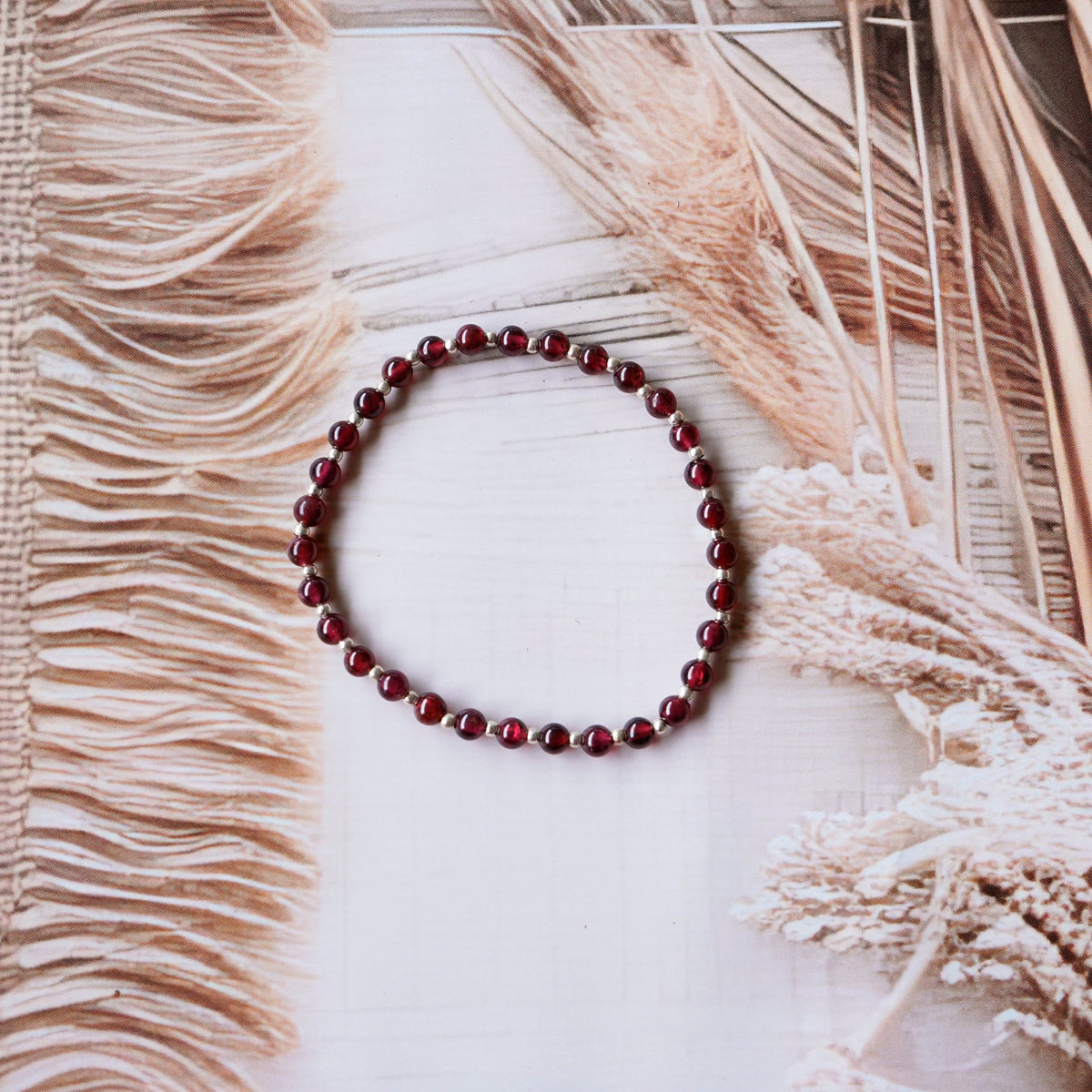 Garnet Stretch Bracelet - Tarnish Free and Waterproof