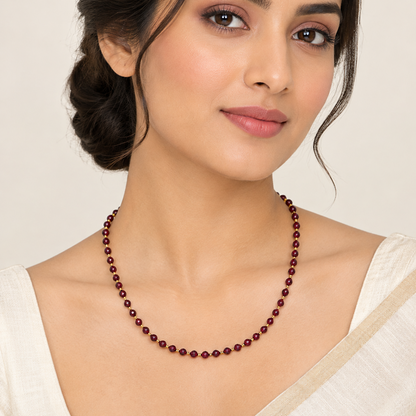 Dainty Garnet Necklace - Natural Gemstones & 18K Gold Plated Anti-Tarnish  Chain
