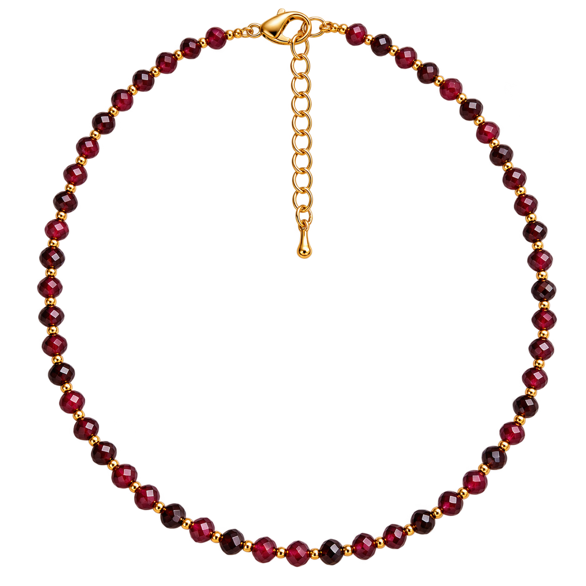 Dainty Garnet Necklace - Natural Gemstones & 18K Gold Plated Anti-Tarnish  Chain
