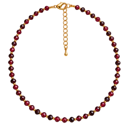 Dainty Garnet Necklace - Natural Gemstones & 18K Gold Plated Anti-Tarnish  Chain