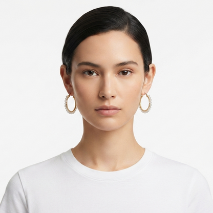 Moonstone Beaded Hoop Earrings | Natural Gemstone Jewelry