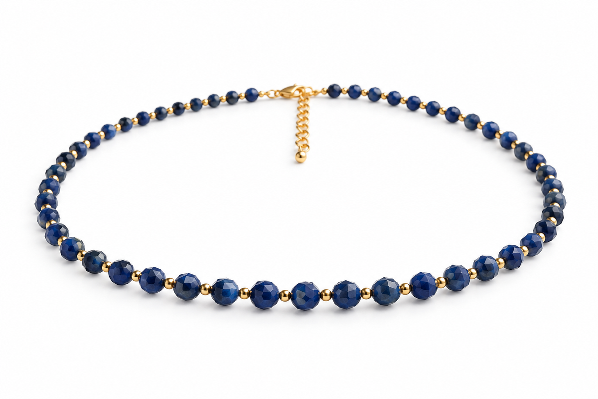 Dainty Lapis Lazuli Necklace - Natural Gemstones & 18K Gold Plated Anti-Tarnish Chain