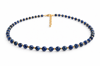 Dainty Lapis Lazuli Necklace - Natural Gemstones & 18K Gold Plated Anti-Tarnish Chain
