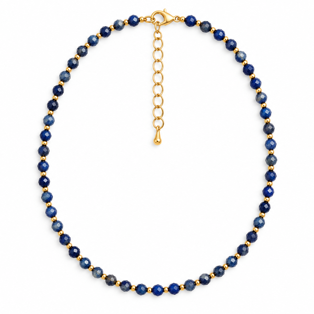 Dainty Lapis Lazuli Necklace - Natural Gemstones & 18K Gold Plated Anti-Tarnish Chain