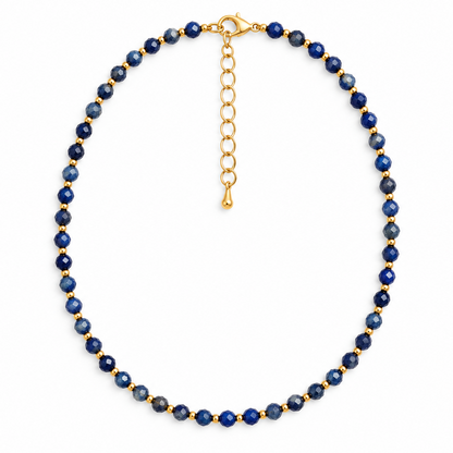 Dainty Lapis Lazuli Necklace - Natural Gemstones & 18K Gold Plated Anti-Tarnish Chain
