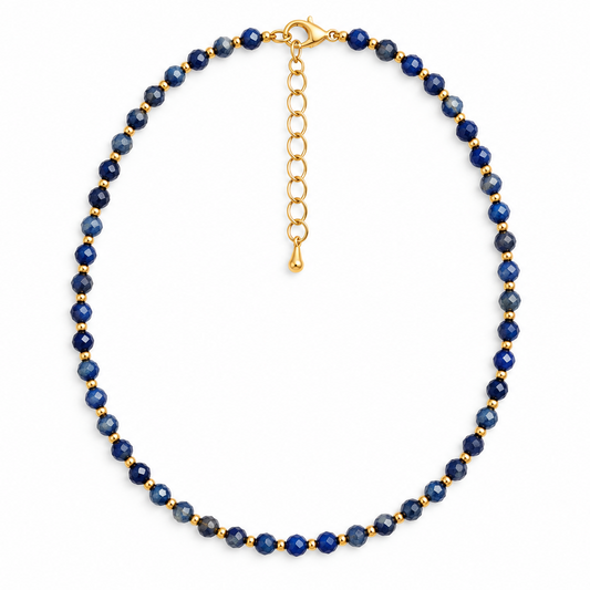 Dainty Lapis Lazuli Necklace - Natural Gemstones & 18K Gold Plated Anti-Tarnish Chain
