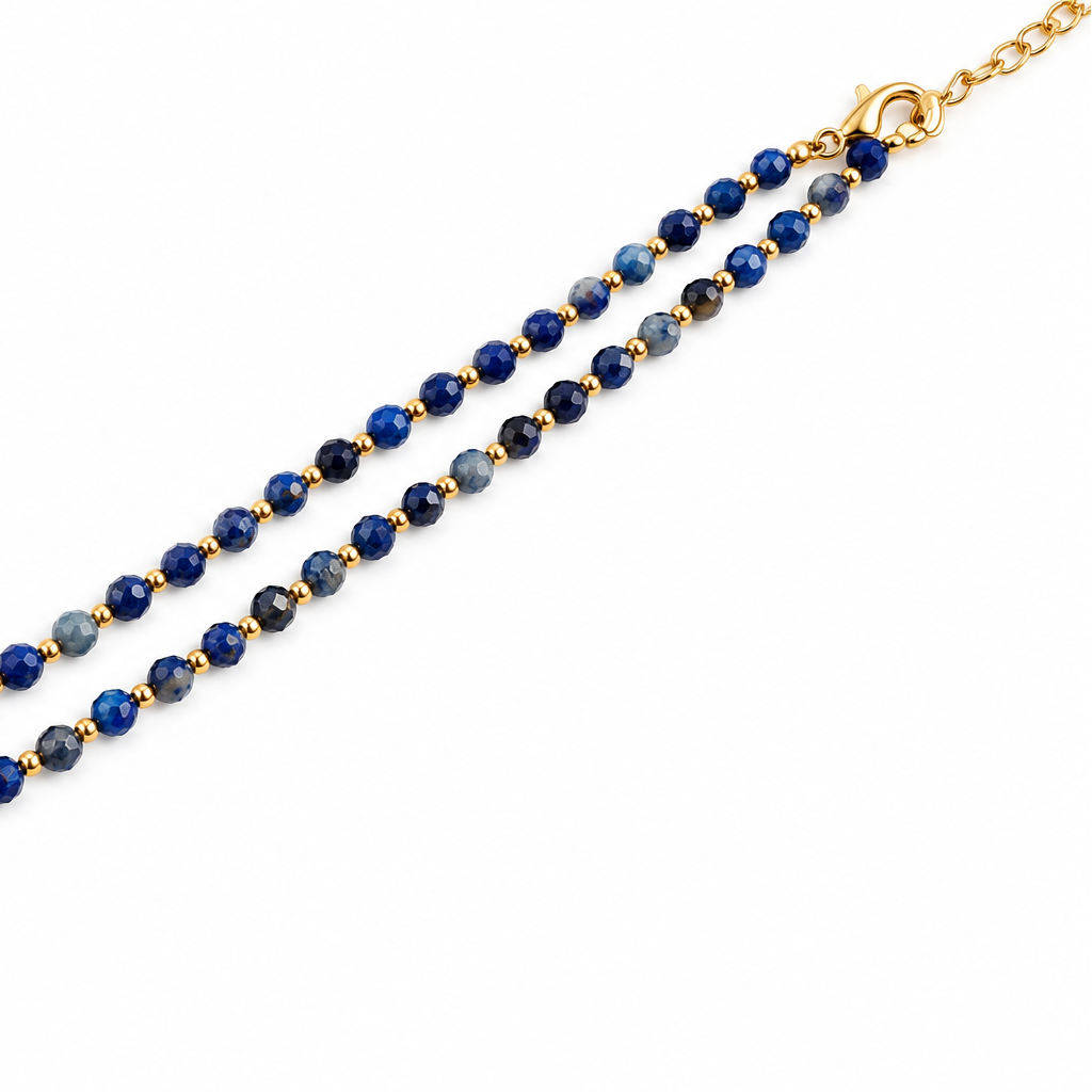 Dainty Lapis Lazuli Necklace - Natural Gemstones & 18K Gold Plated Anti-Tarnish Chain