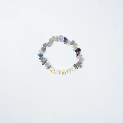 HAPPY -  Fluorite Chip Bracelet